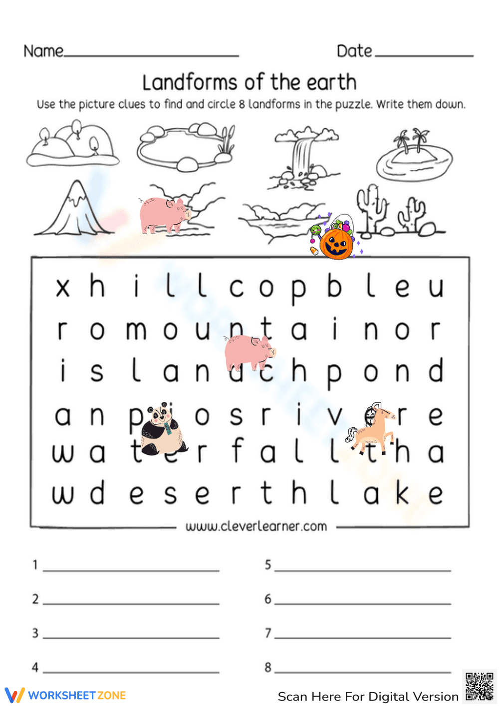 Landforms Of The Earth Word Search And Identification - Page 1