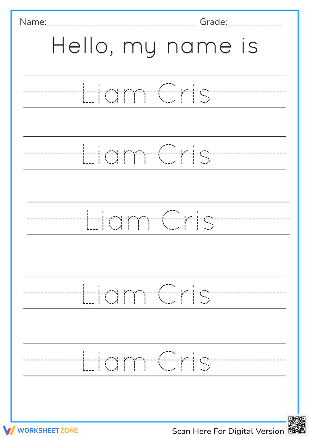 Personalized Name Worksheet - Liam Cris - Page 1