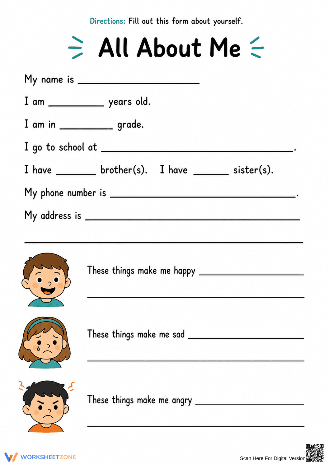All About Me Worksheet | Grade 2 Essential - Page 1