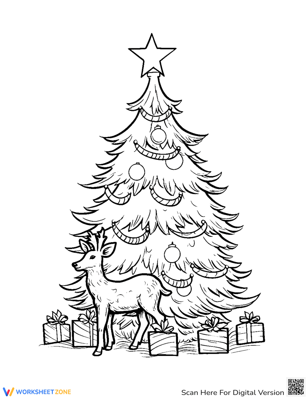 Christmas Reindeer Coloring Page | Grade K-2 Printable - Page 1