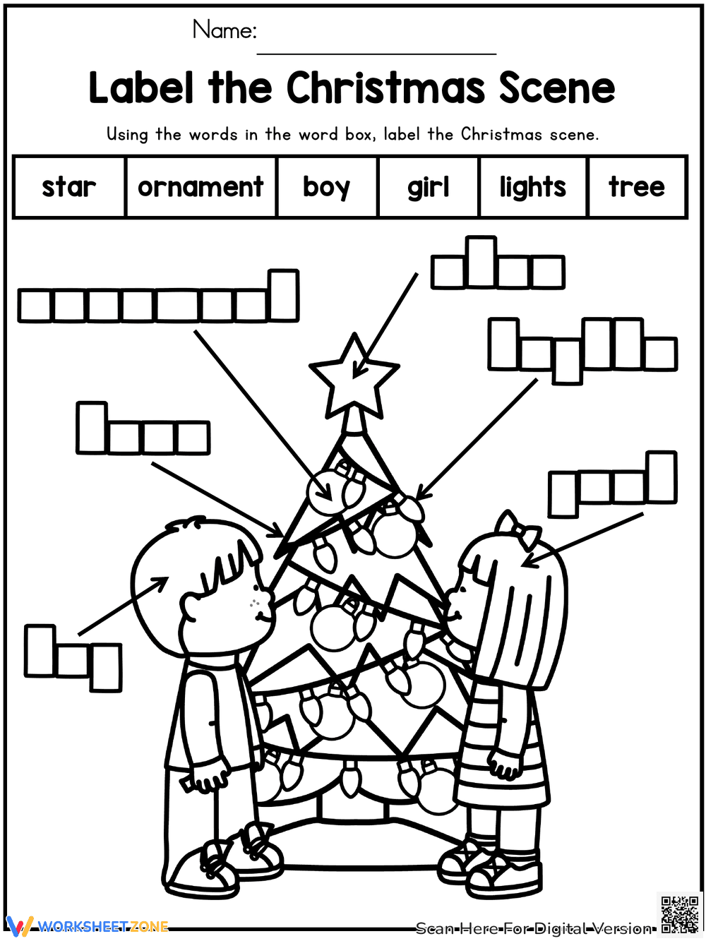 Label the Christmas Scene Educational - Page 1
