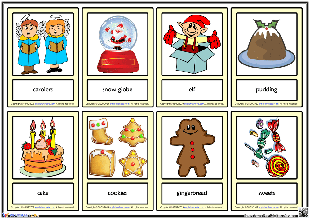 Christmas Vocabulary Card Learning Resource - Page 1