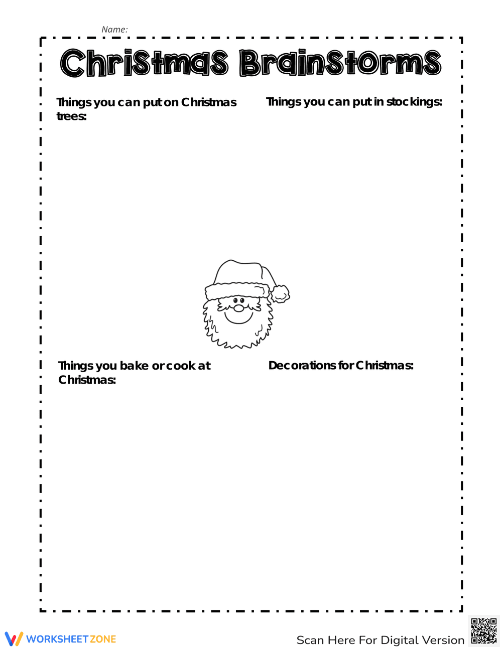 Christmas Brainstorms Printable Worksheet | Grades 3-6 - Page 1