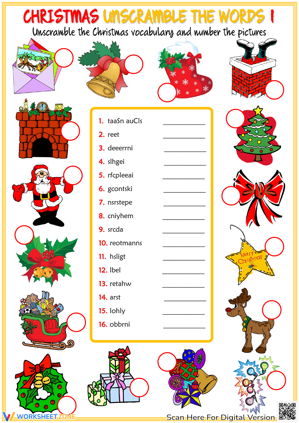 Engaging Christmas Word Unscramble Puzzle - Page 1