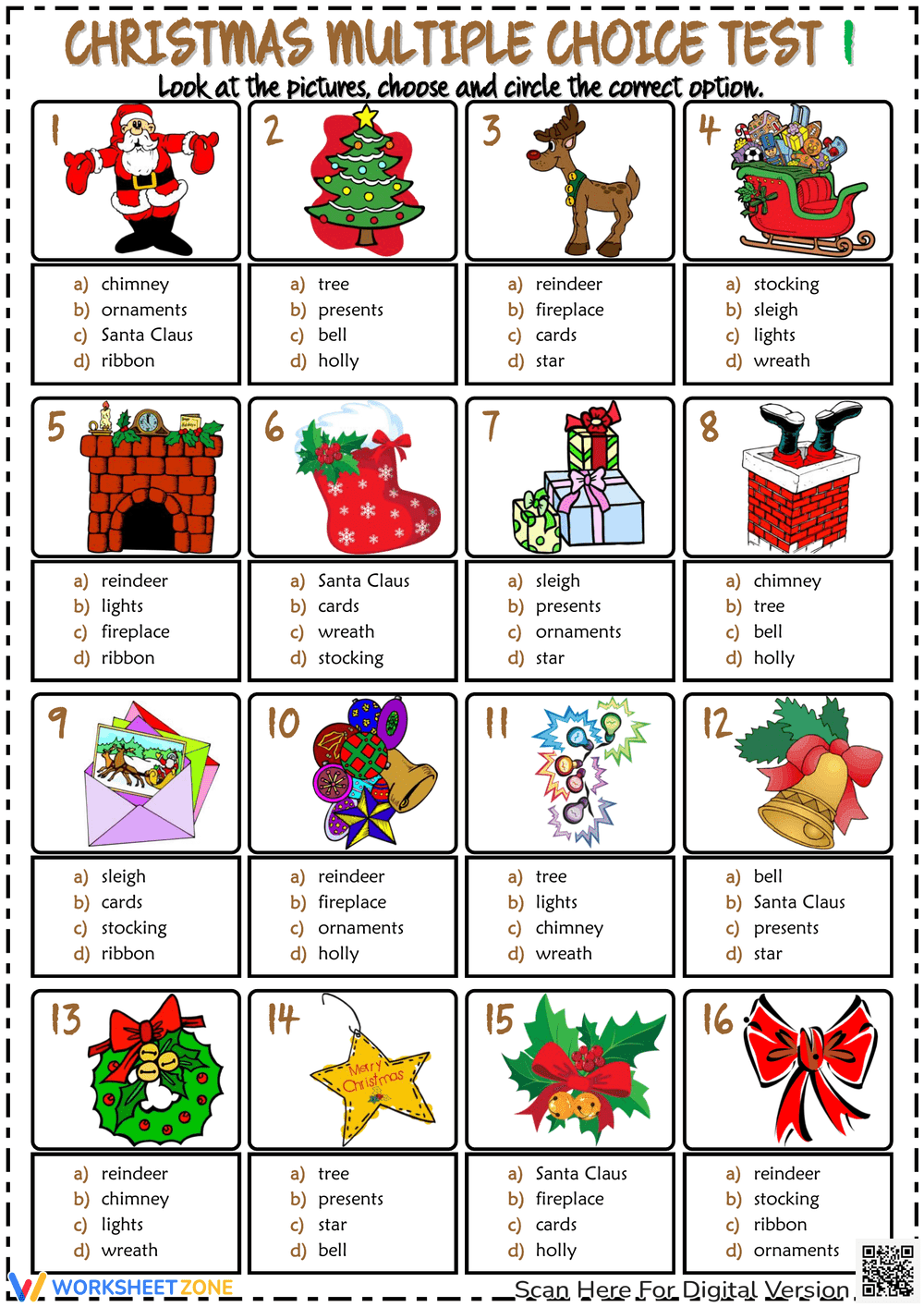 Christmas Multiple Choice Test - Page 1