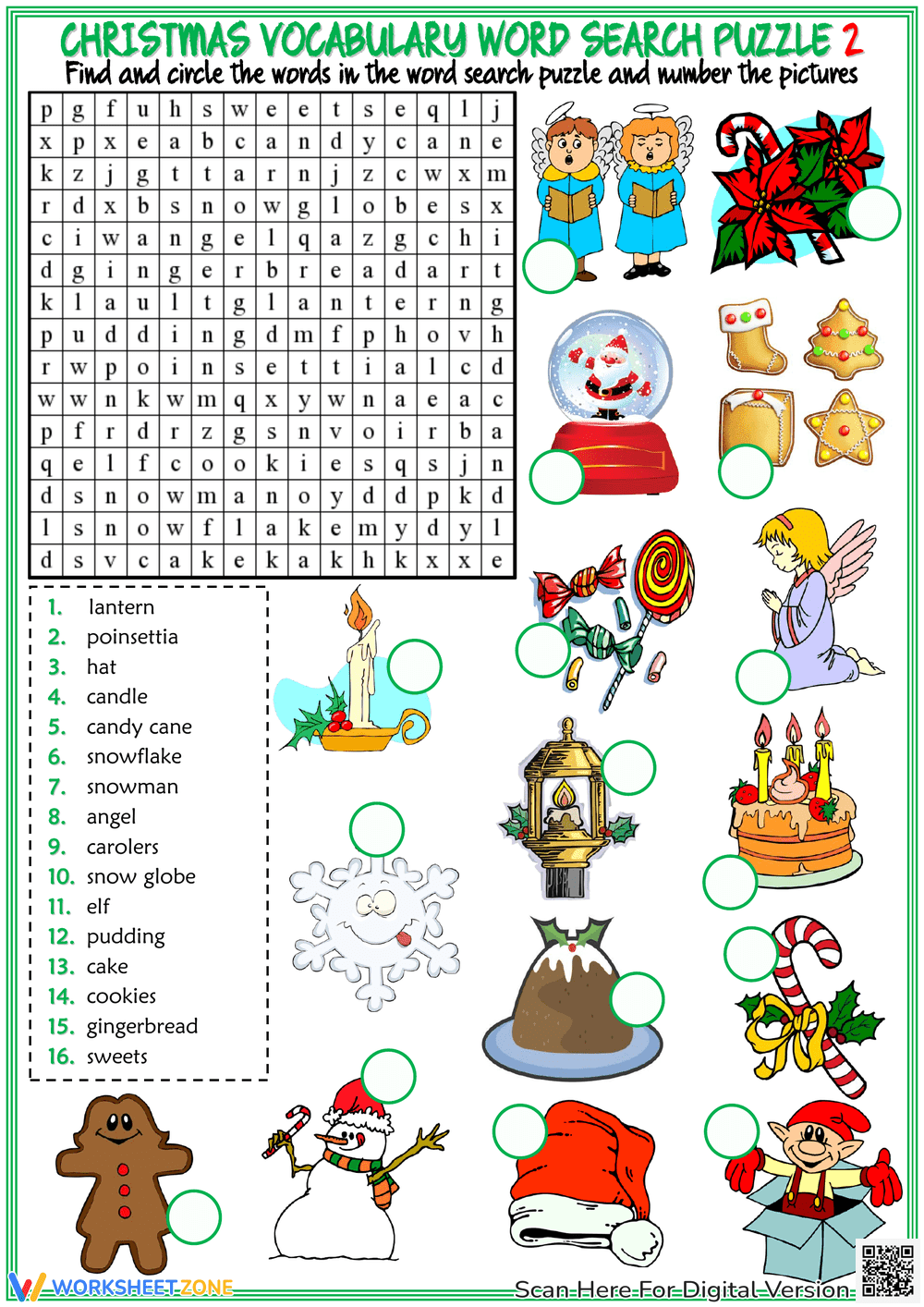 Christmas Word Search Puzzle | Grade 1-2 Printable - Page 1