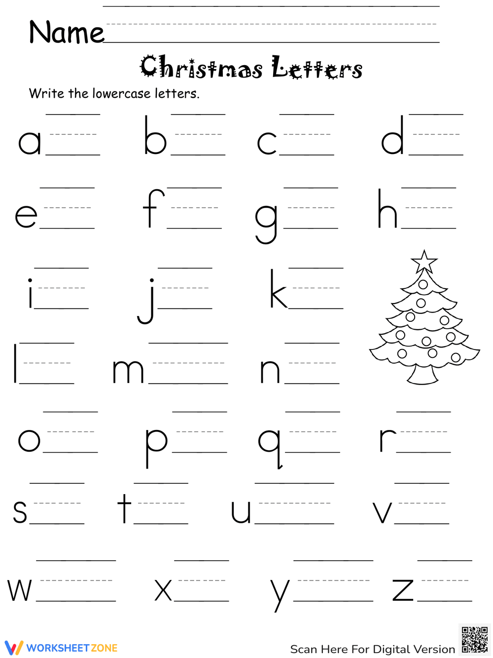 Christmas Lowercase Letter Writing | Essential Grade 3 - Page 1