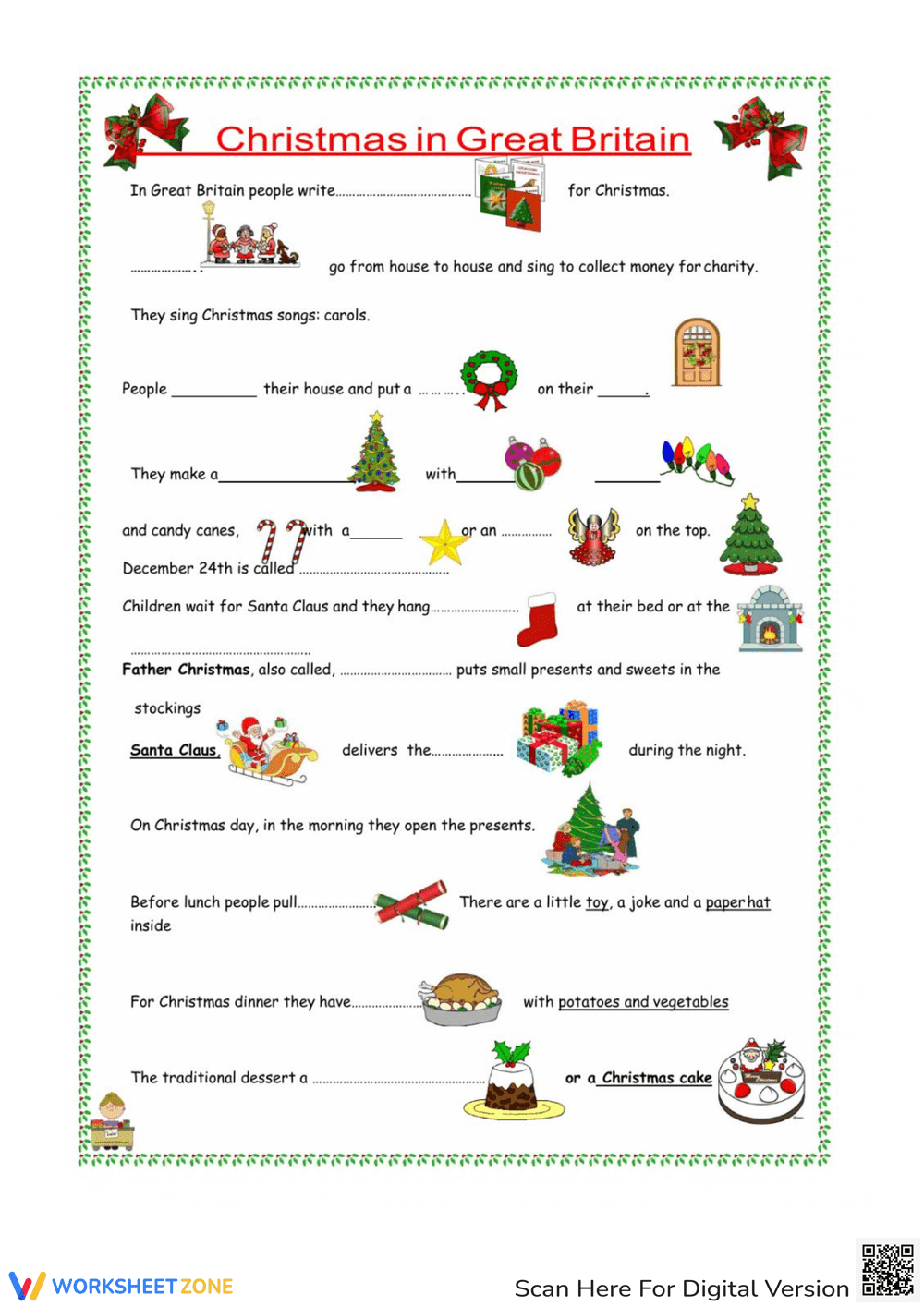 Christmas in Great Britain — Printable No-Prep Worksheet - Page 1
