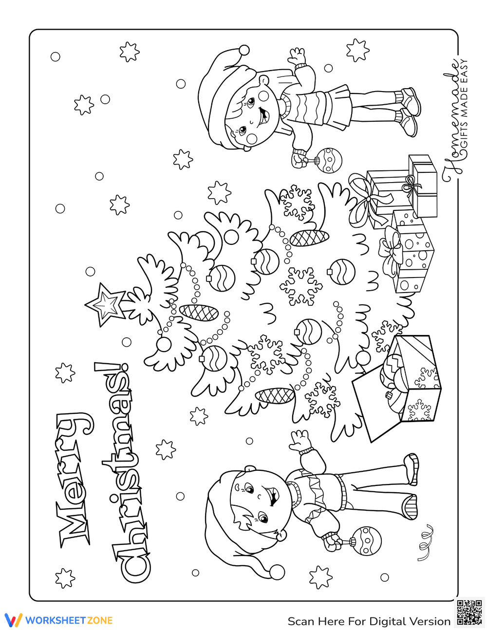 Christmas Tree Coloring Page | Printable Grade K-2 Ready - Page 1