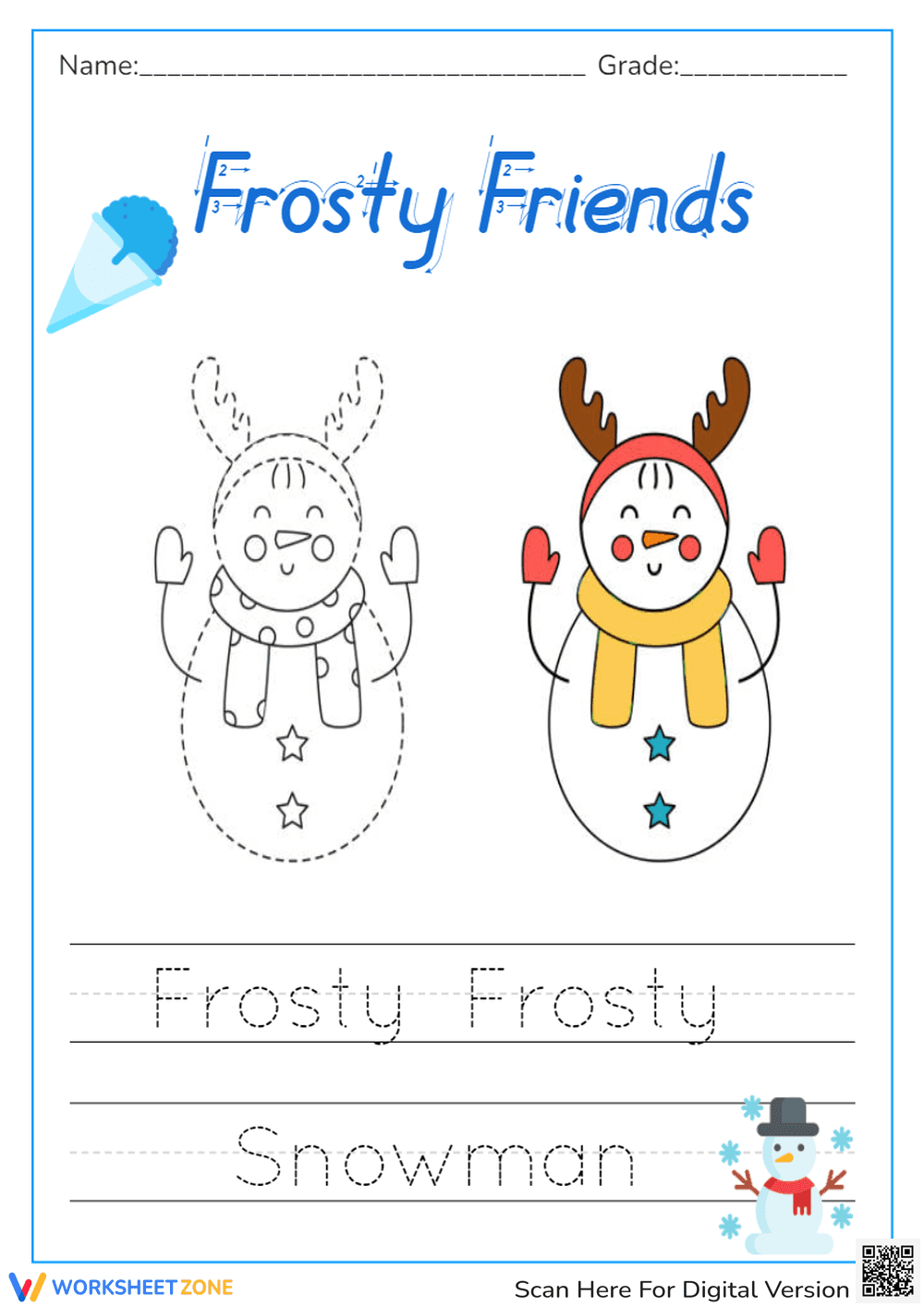 Winter Writing Practice Worksheet | Grade K-1 Printable - Page 1