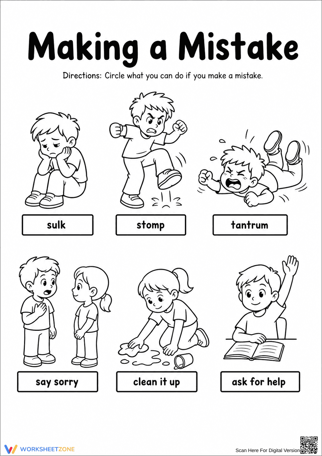 Printable Making Mistakes Worksheet | Grade K-1 - Page 1