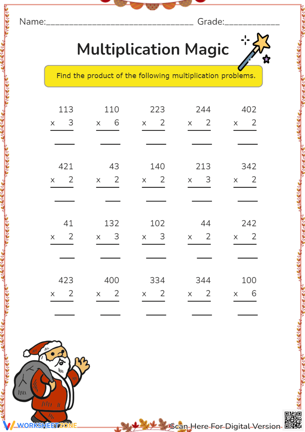 Multiplication Magic Worksheet - Page 1