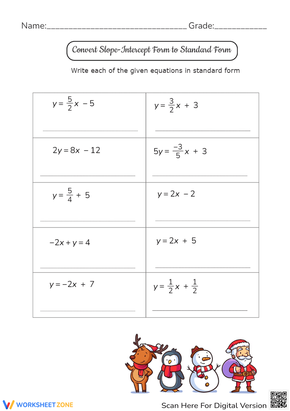 Identify Slope and Intercept Worksheet - Page 1