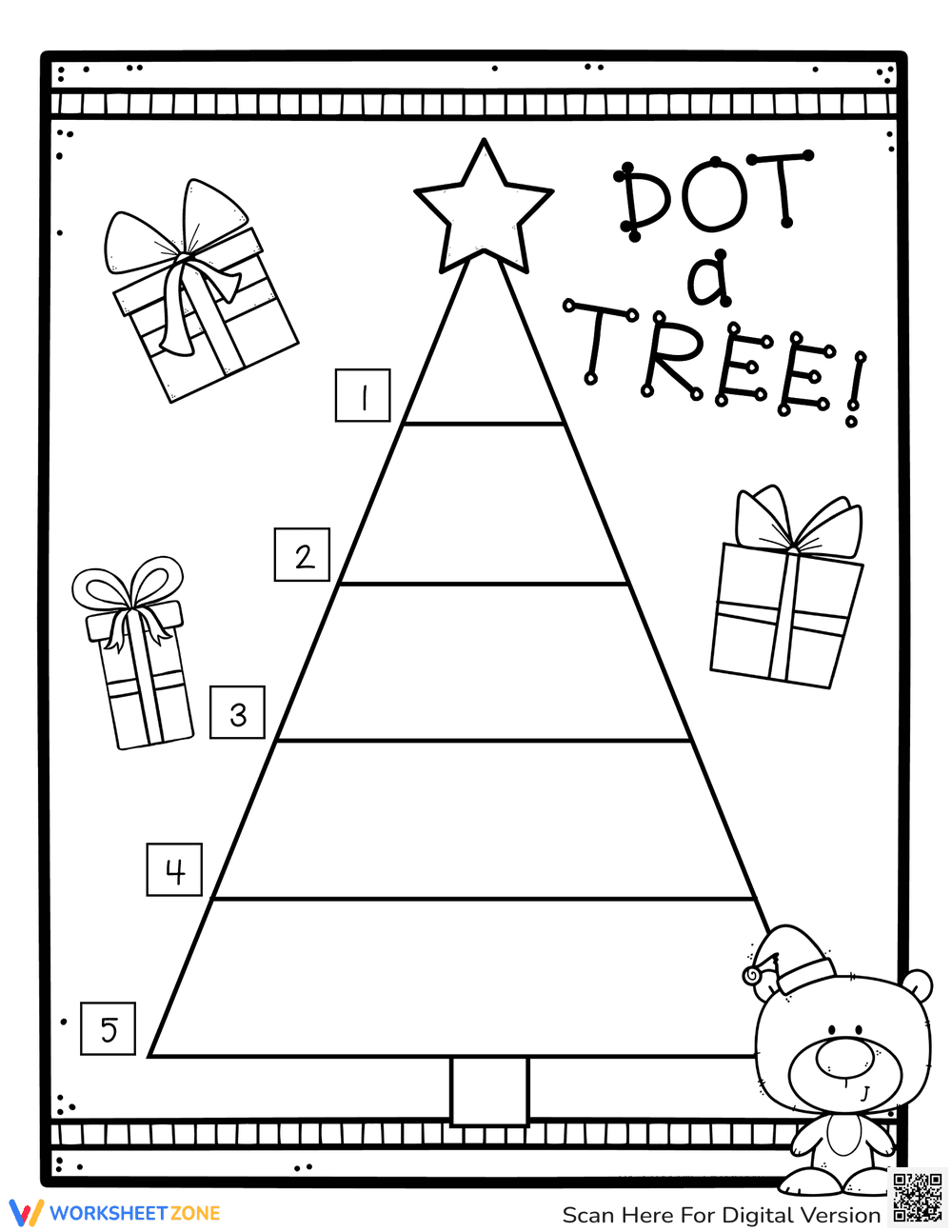 Dot-a-Christmas Tree Worksheet for Creative Fun - Page 1