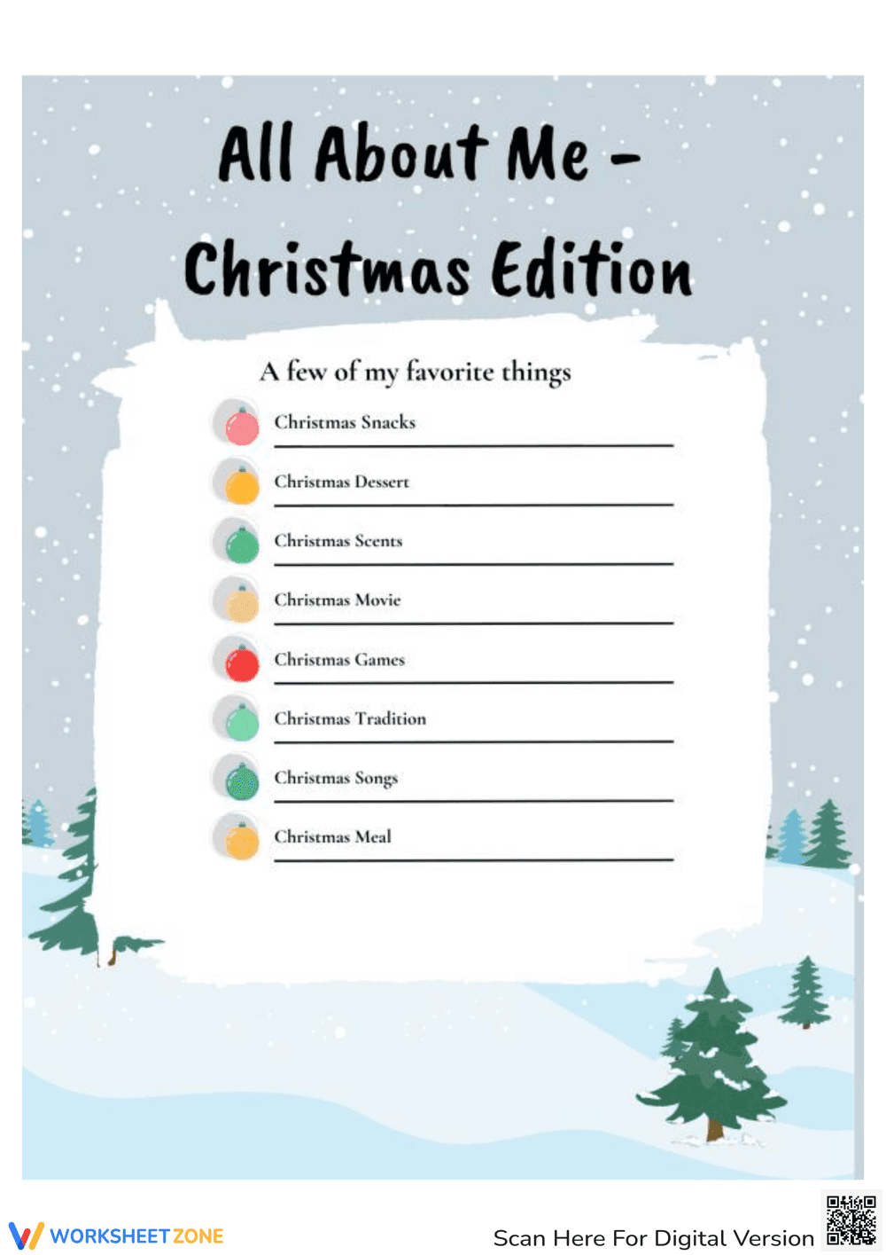 All About Me: Christmas Edition Worksheet - Page 1