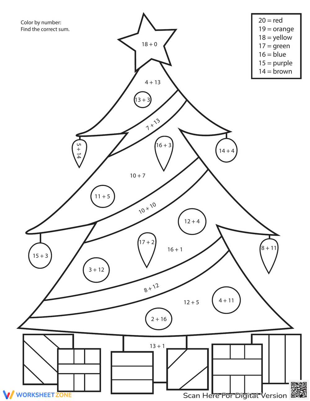 Christmas Tree Color by Number 5 - Page 1