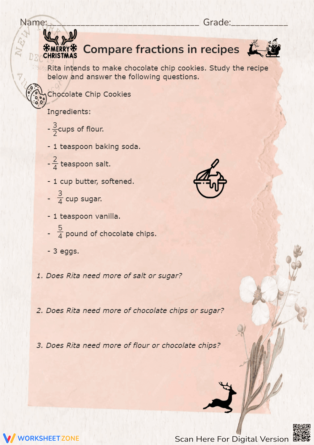 Compare Fractions In Recipes - Page 1
