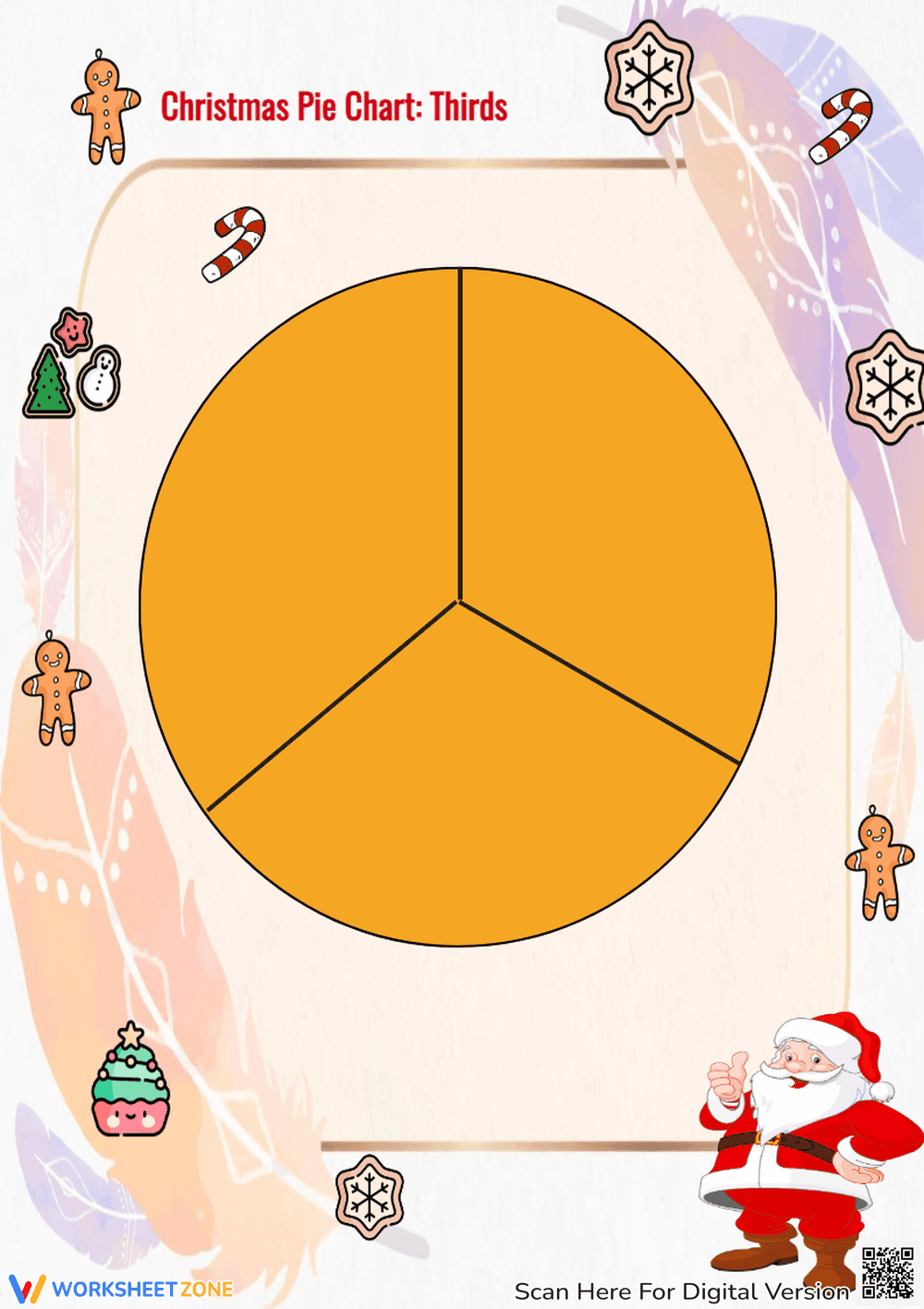 Christmas Fractions: Pie Chart Thirds - Festive Math Fun! - Page 1