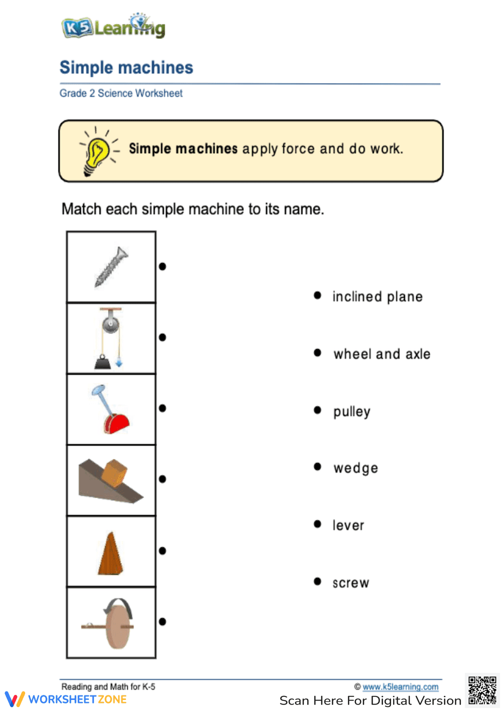 Simple Machines Activity for Kids - Grade 2 Science - Page 1