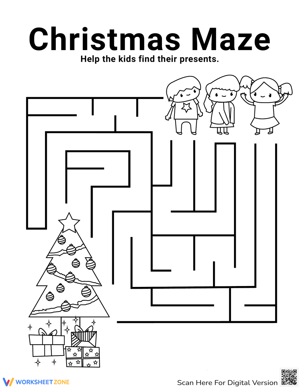 Fun Christmas Maze for Kids - Page 1