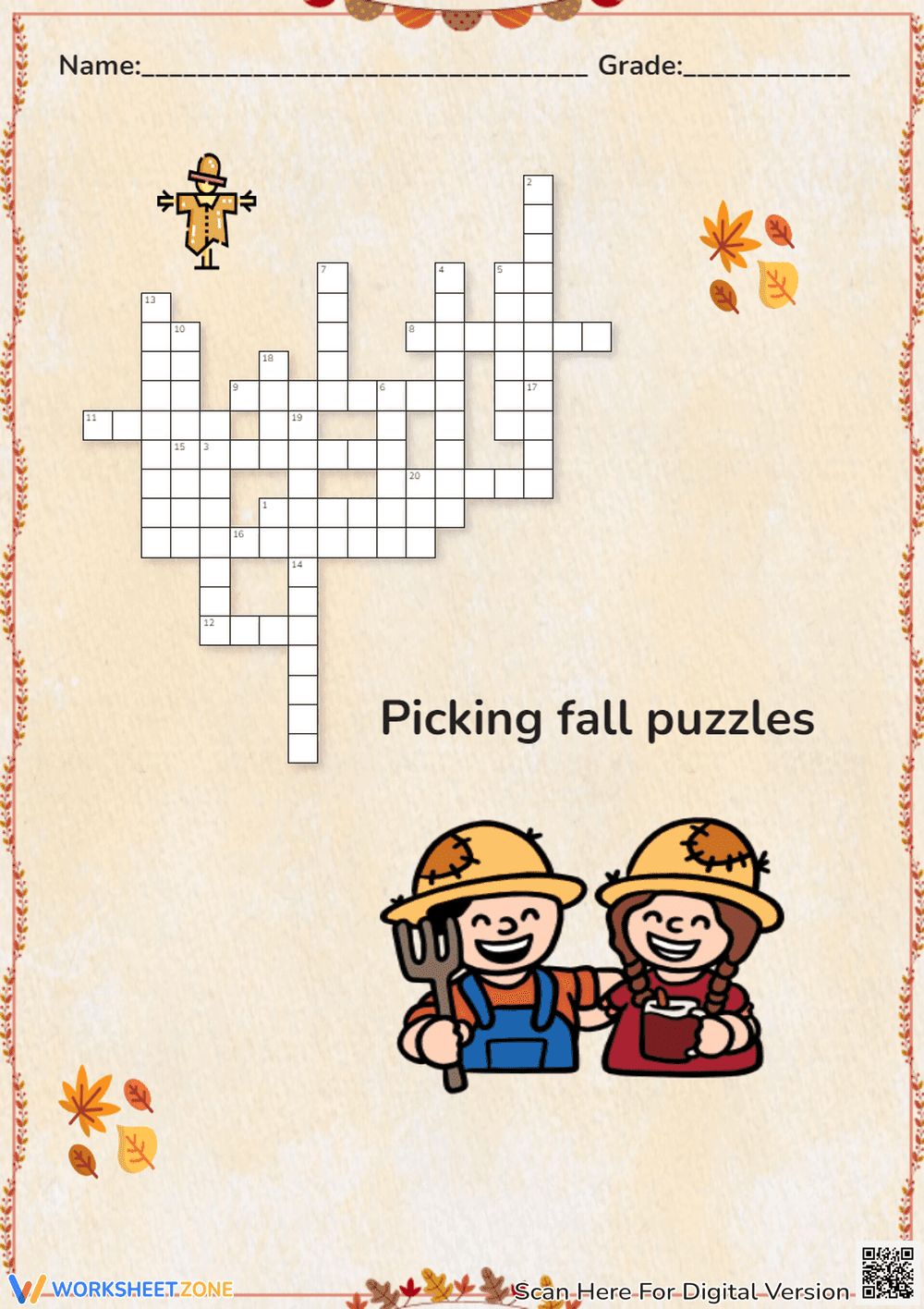 Autumn Vocabulary Crossword Puzzle - Page 1