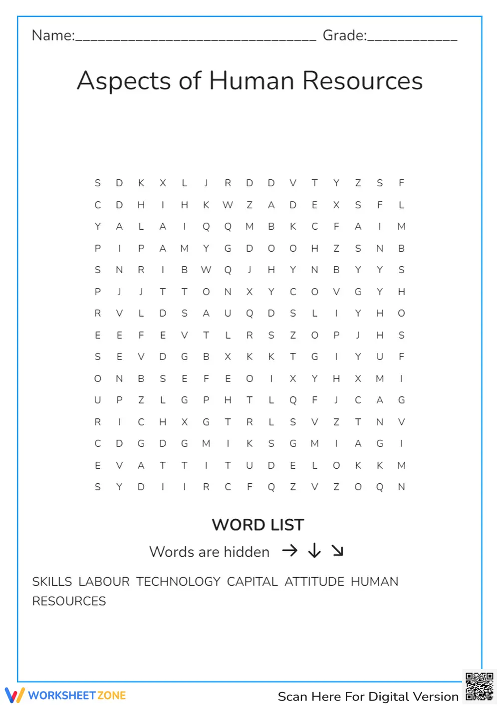 Human Resources Word Search | Grade 8 Essential - Page 1