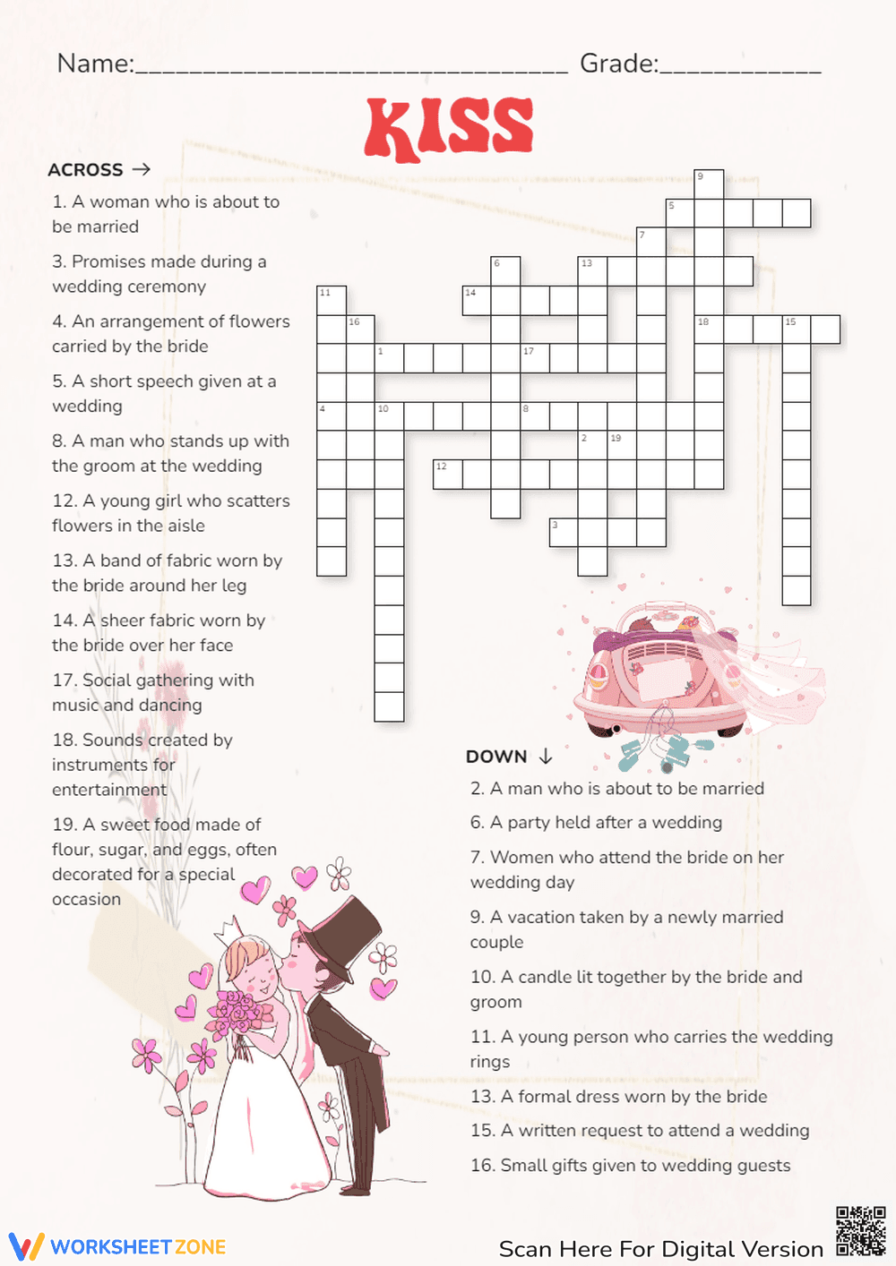 Plan a Kiss with This Worksheet - Page 1