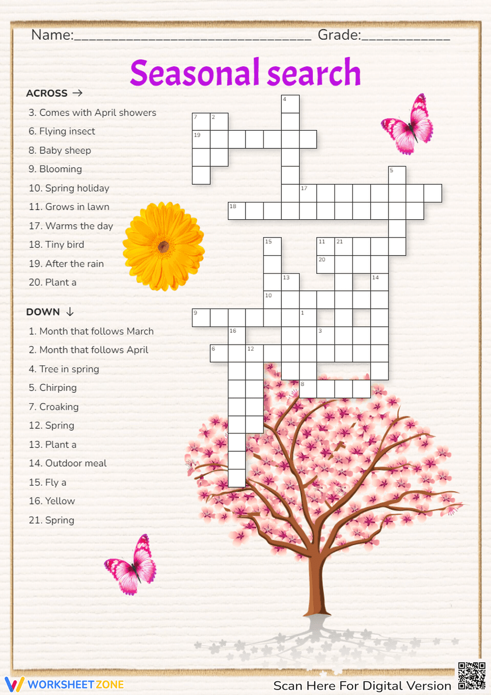 Find Seasonal Words with Search Worksheet - Page 1