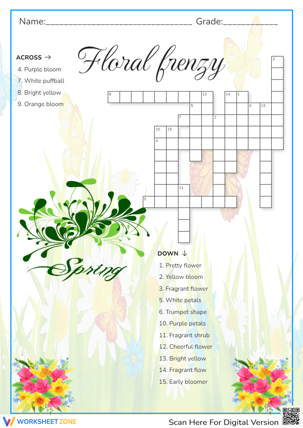 Counting Fun: Count the Flowers Worksheet - Page 1