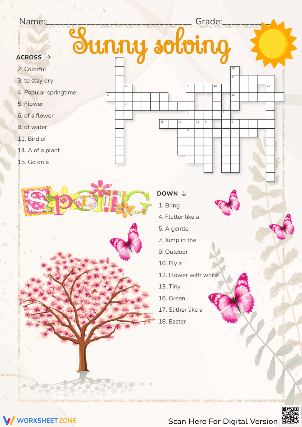 Enjoy Sunny Solving Word Game Worksheet - Page 1