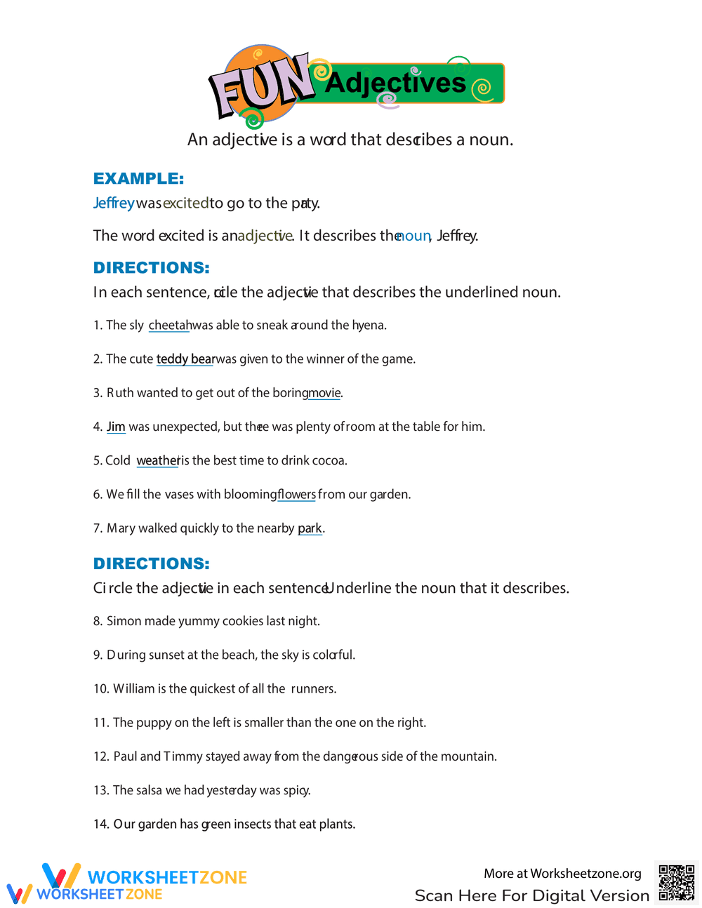Learn About Funny Adjectives Grammar - Page 1