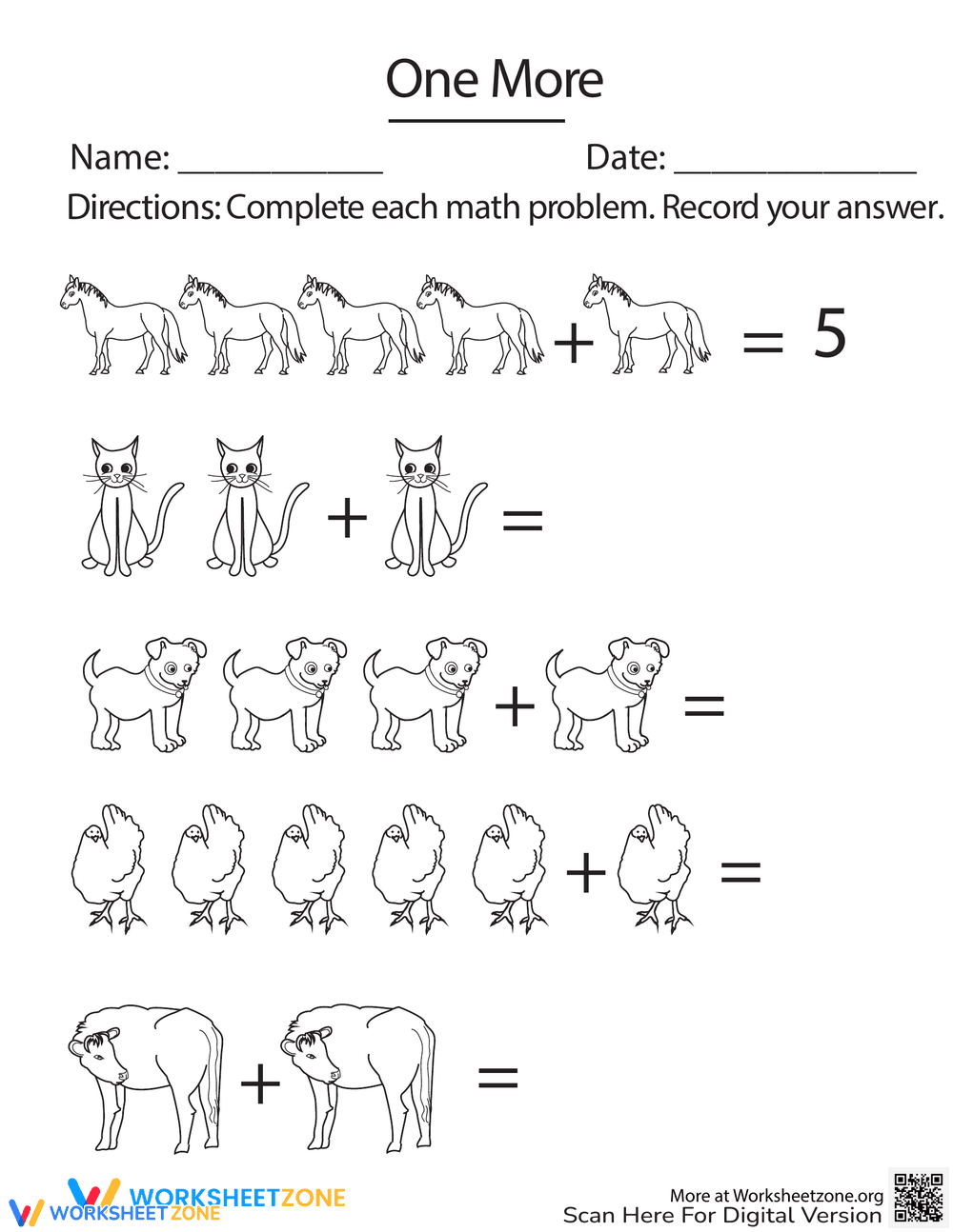 One More: A Fun Counting Practice Worksheet - Page 1