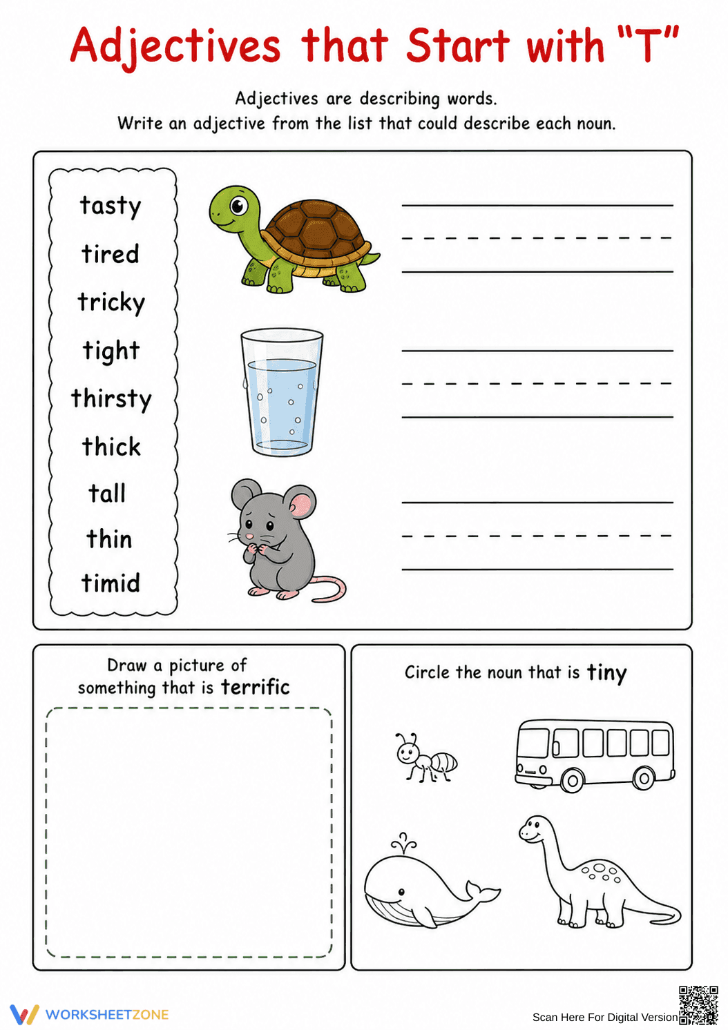 Descriptive Adjectives Practice Worksheet - Page 1
