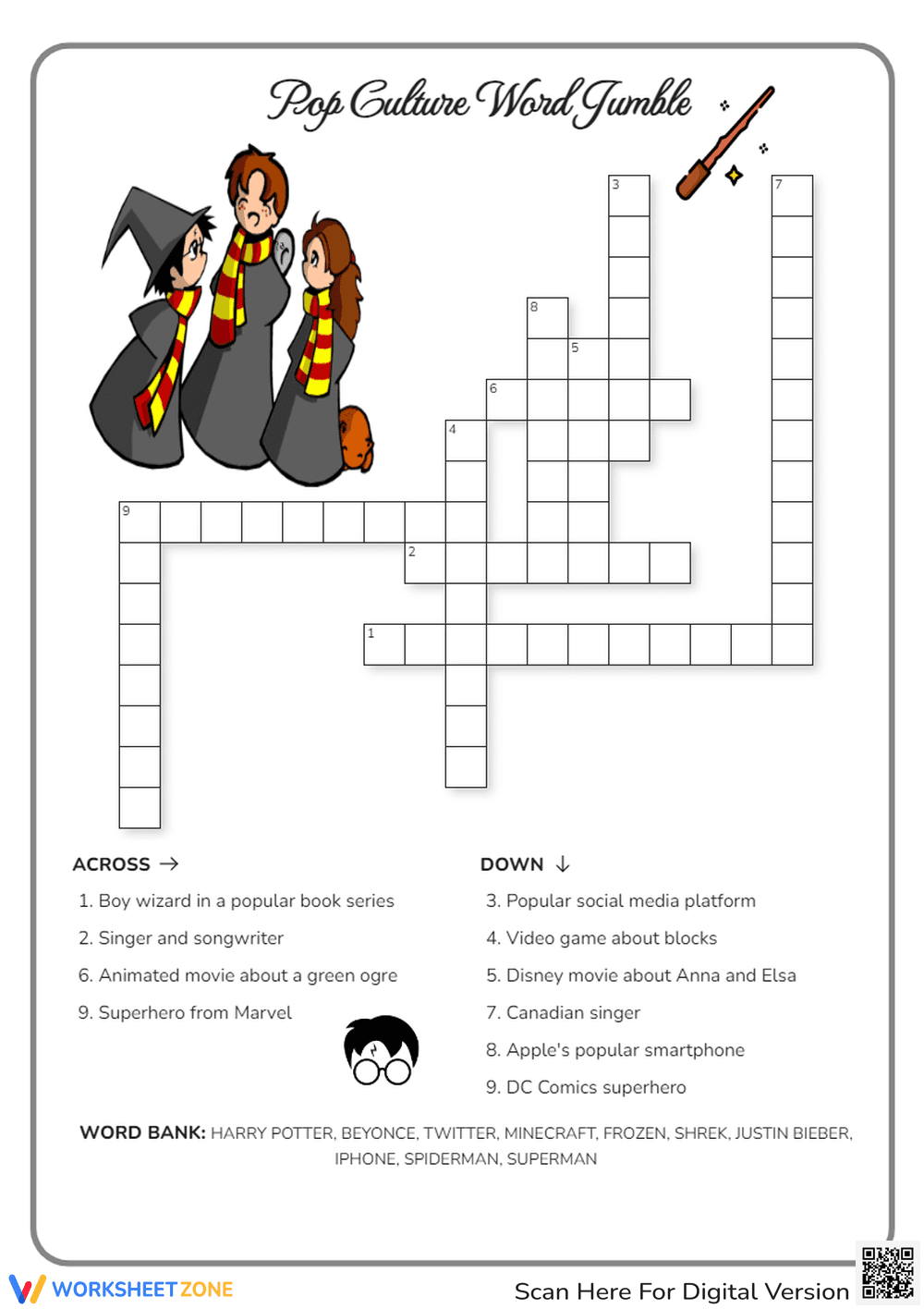 Pop Culture Word Jumble: Unscramble Words - Page 1