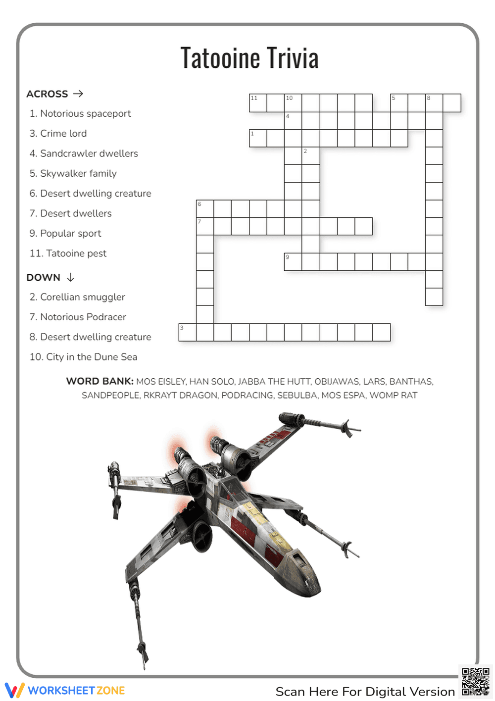 Tatooine Trivia Crossword | Grade 3 Printable ELA - Page 1