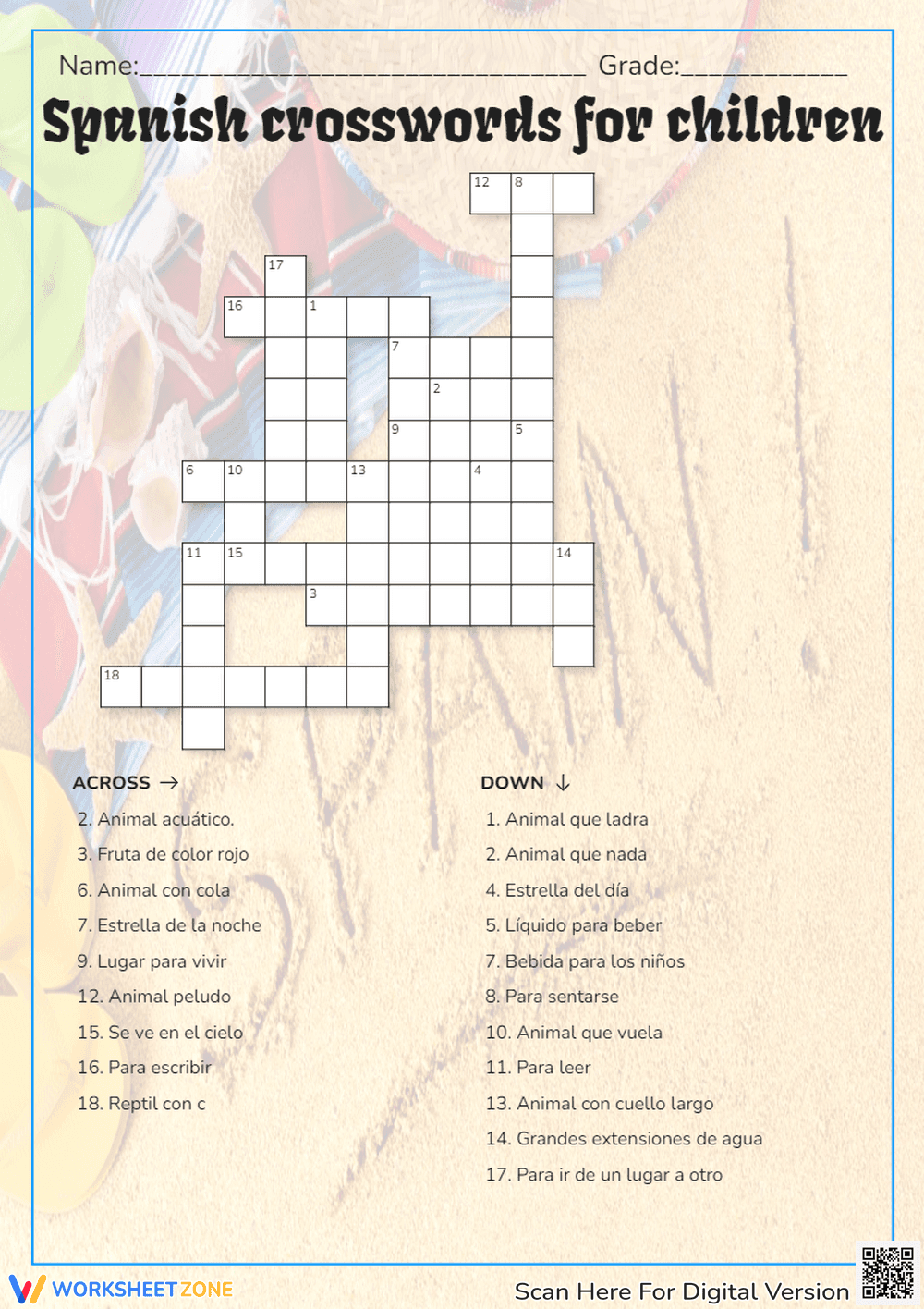 Spanish Crosswords for Children: Fun Learning - Page 1