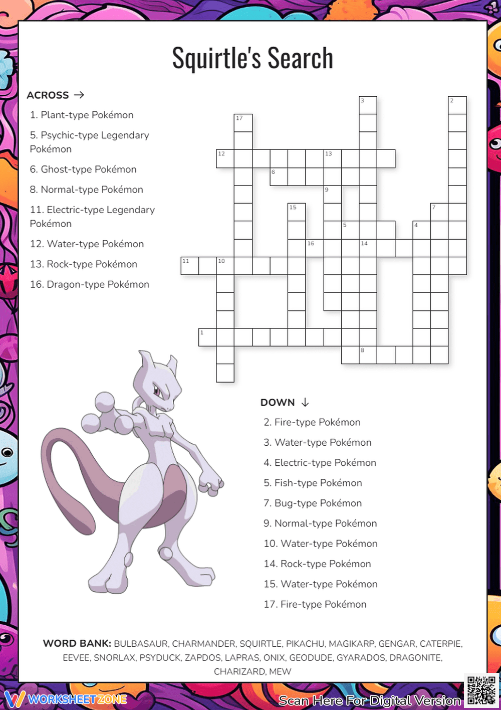 Squirtle's Search Crossword Puzzle - Page 1