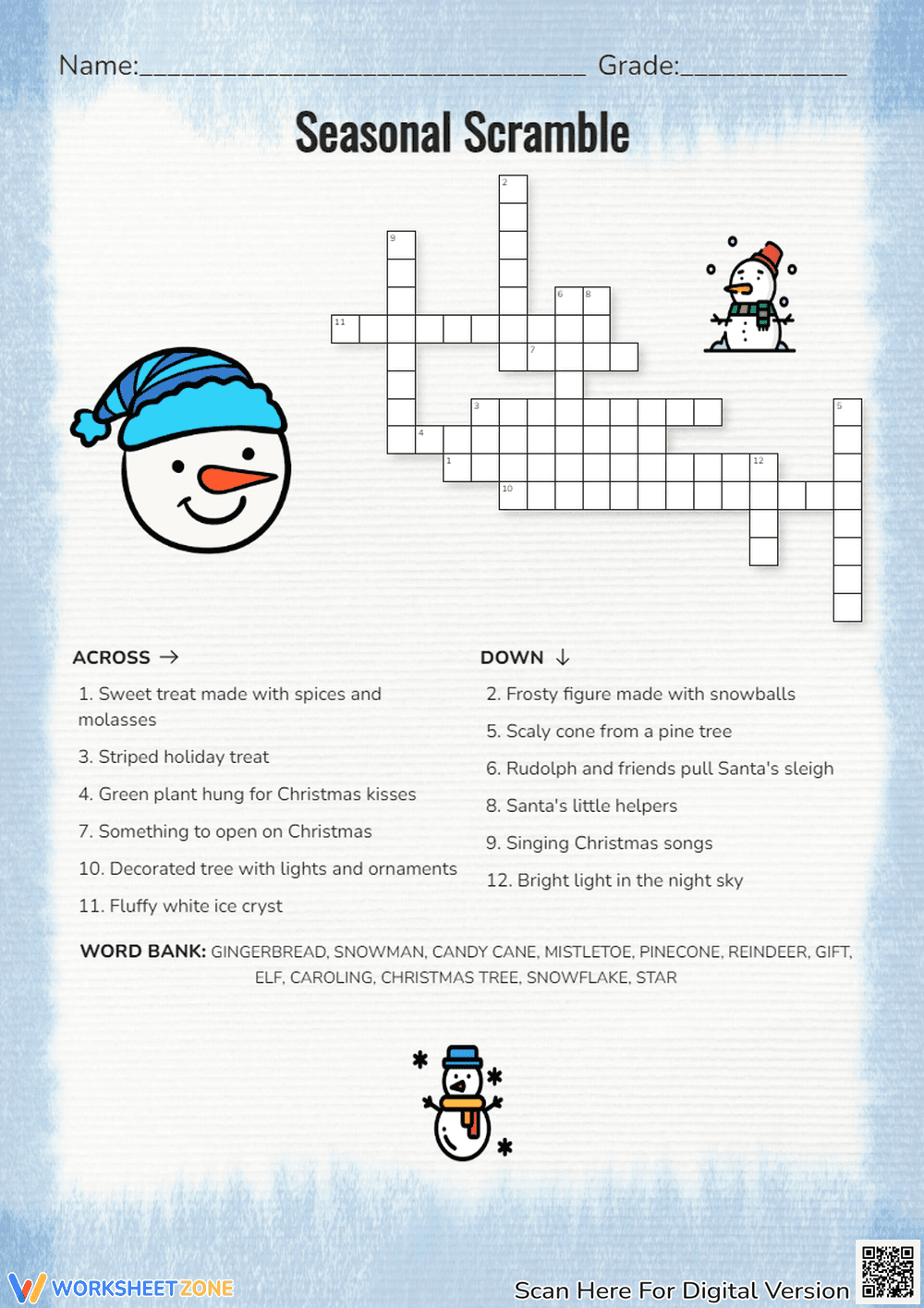 Seasonal Scramble Crossword Puzzle - Page 1