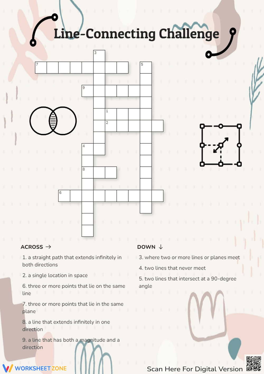 Geometry Crossword Puzzle - Line & Angle Vocabulary Challenge - Page 1