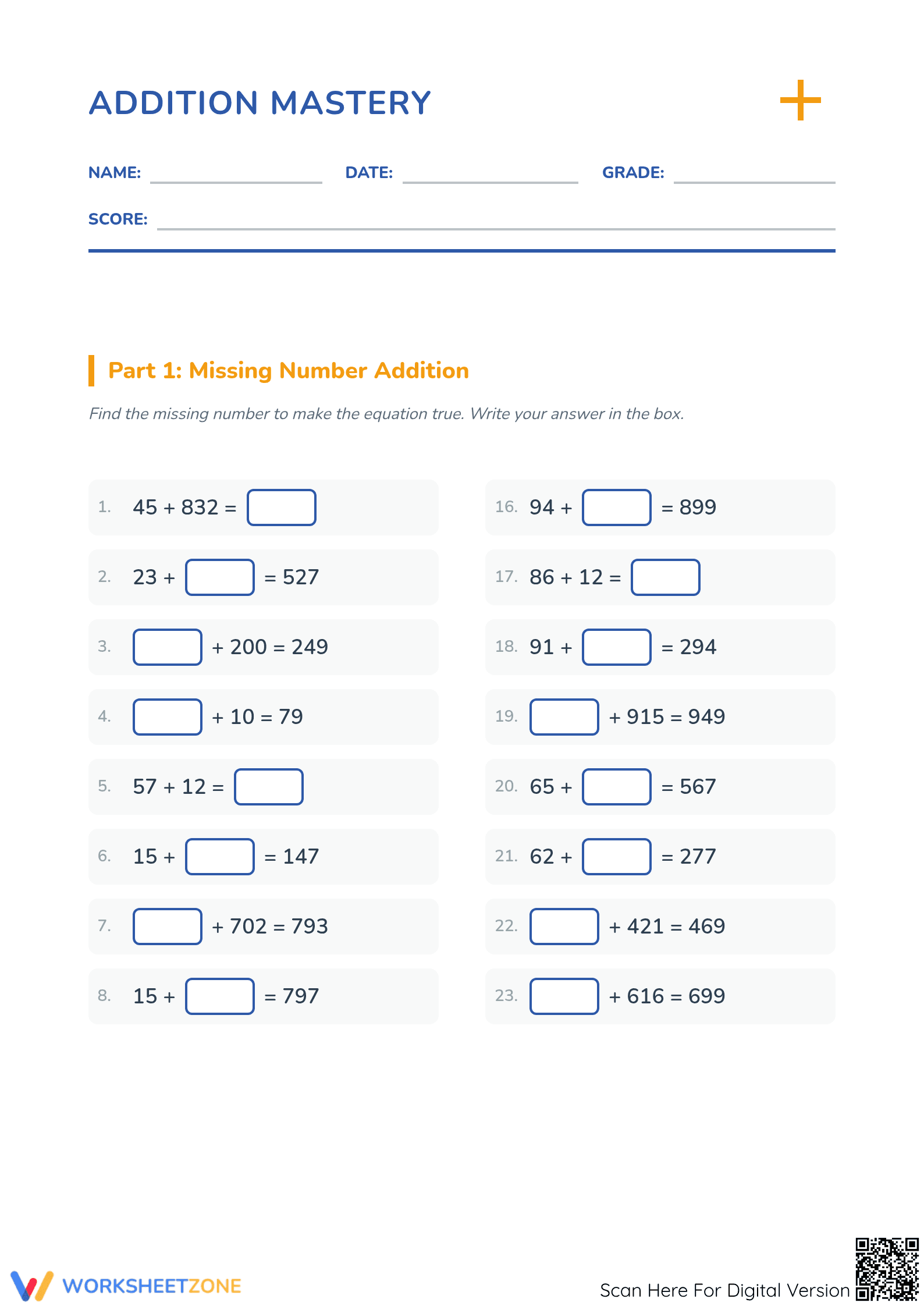 3.NBT.A.2 Worksheet: Addition Mastery — Grade 3-4 Essential - Page 1