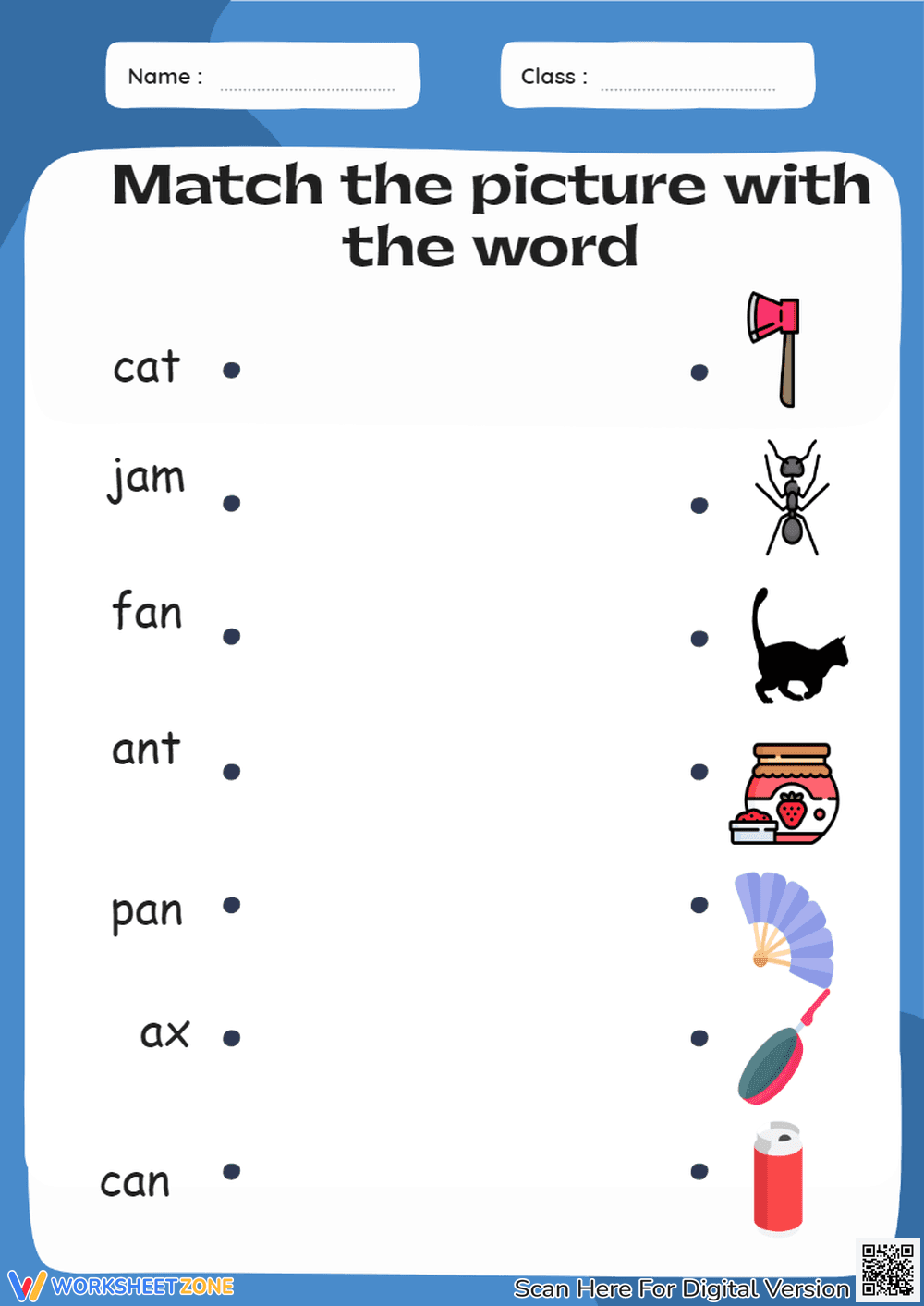 Grade K Phonics Matching — Printable No-Prep Worksheet - Page 1