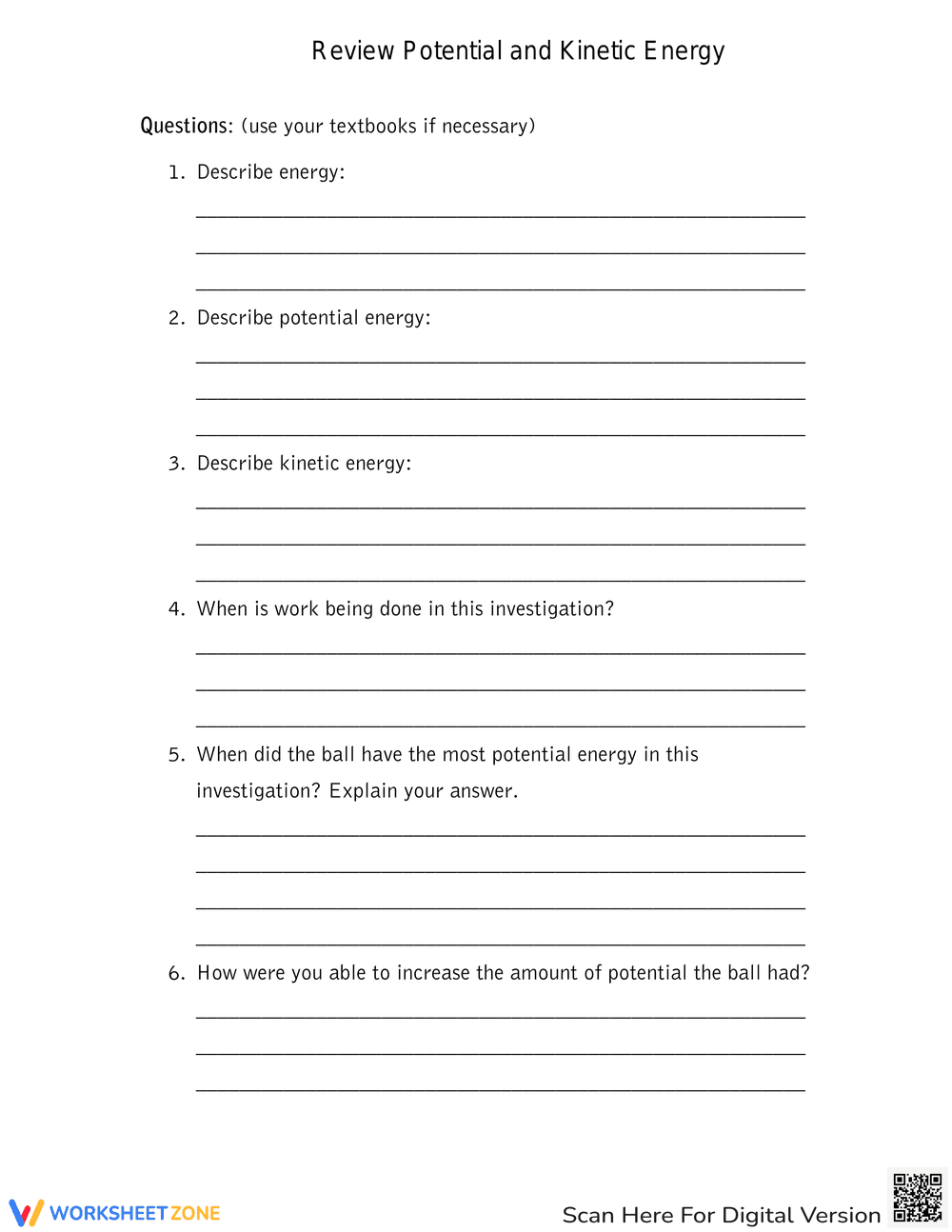 Review Potential and Kinetic Energy - Page 1