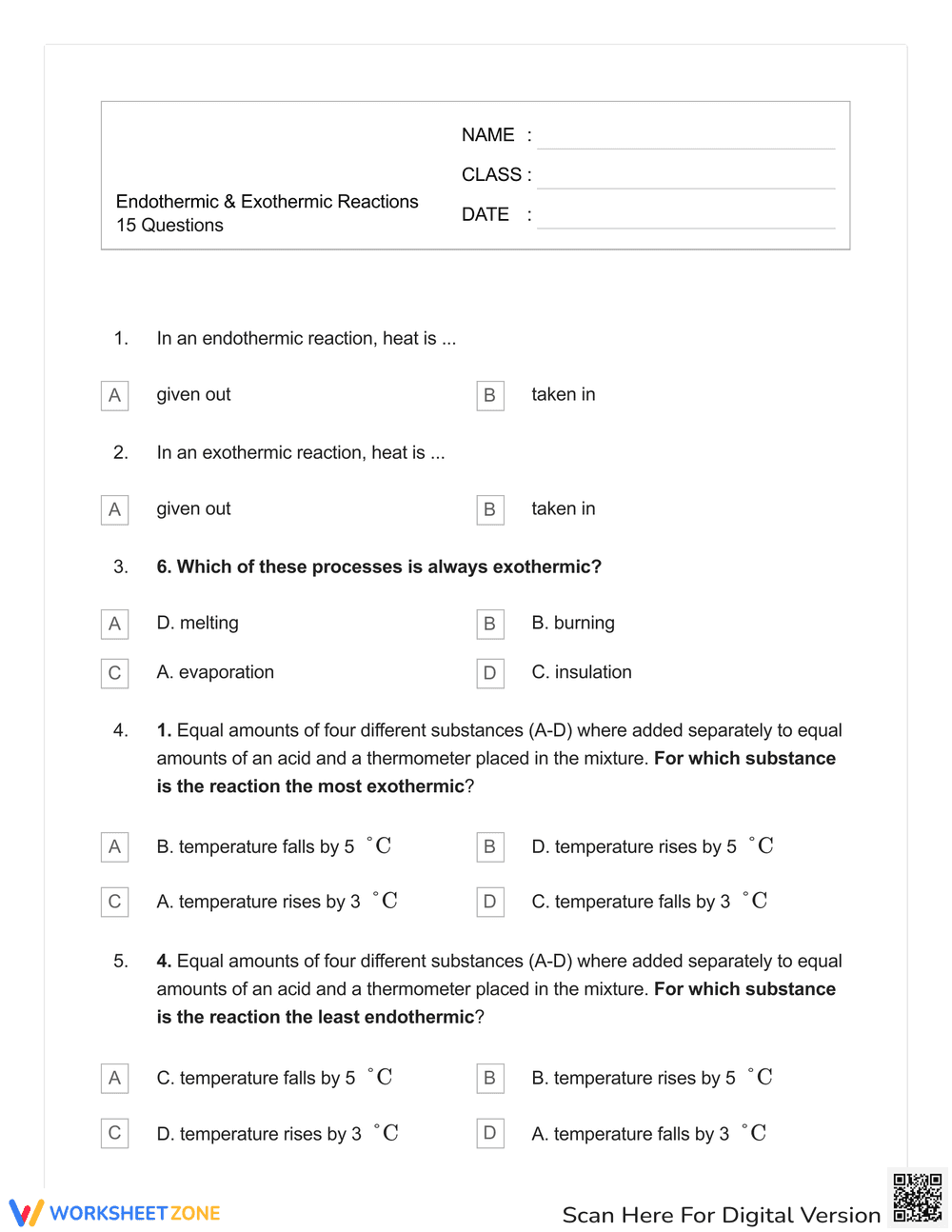Exothermic Reactions with Quiz - Page 1