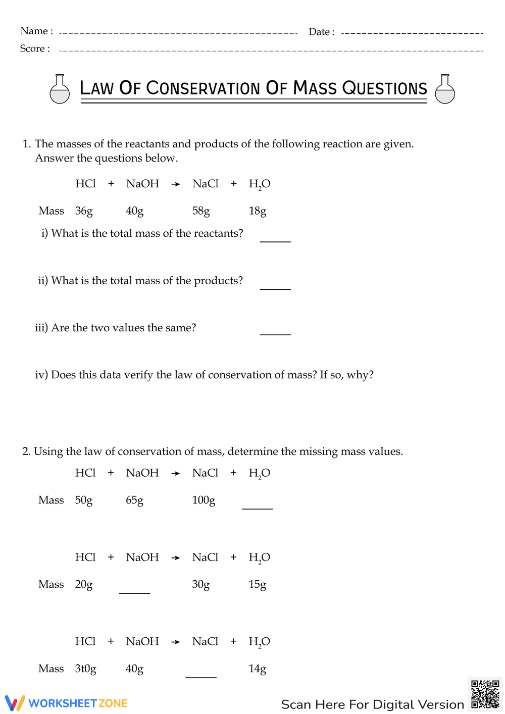 Law of Conservation of Mass Questions - Page 1