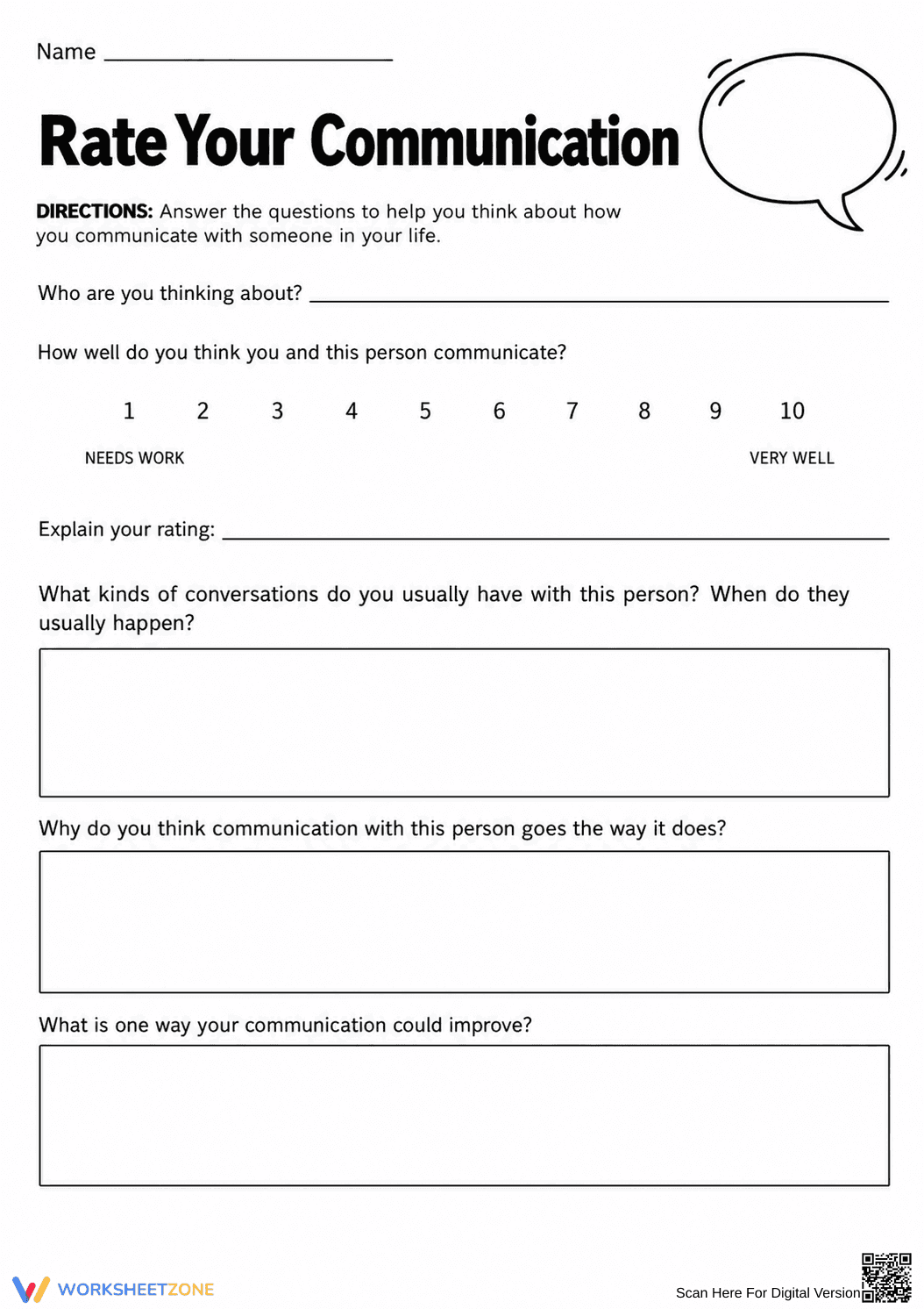 Rate Your Communication — Essential Grade 3-5 Worksheet - Page 1