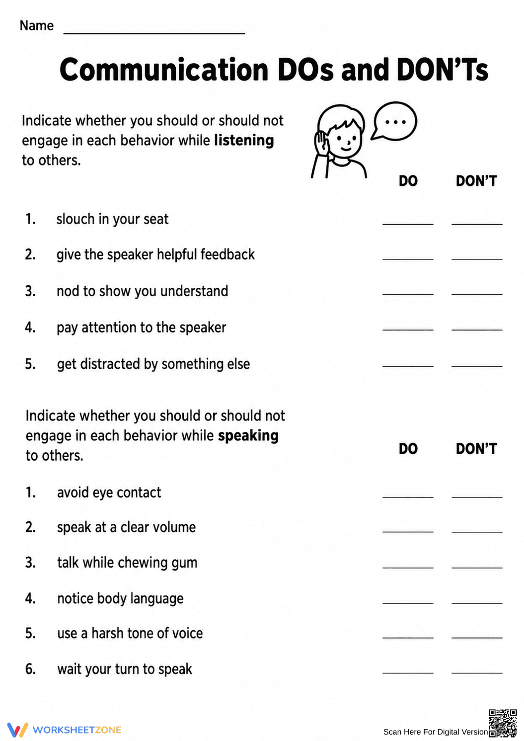 Grade 3 Communication Skills — Printable No-Prep Worksheet - Page 1