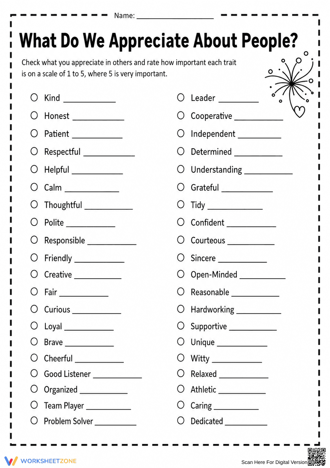 Grade 3 Character Traits — Printable No-Prep Worksheet - Page 1
