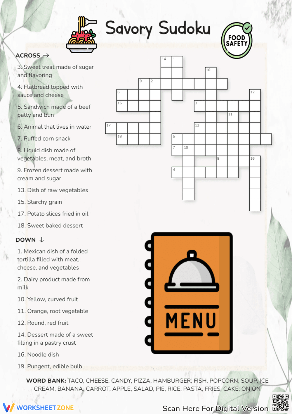 Savory Sudoku Crossword Puzzle - Page 1