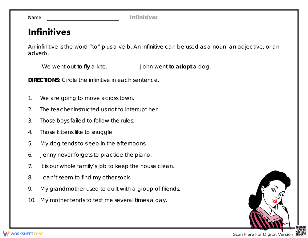To Plus A Verb Worksheet - Page 1