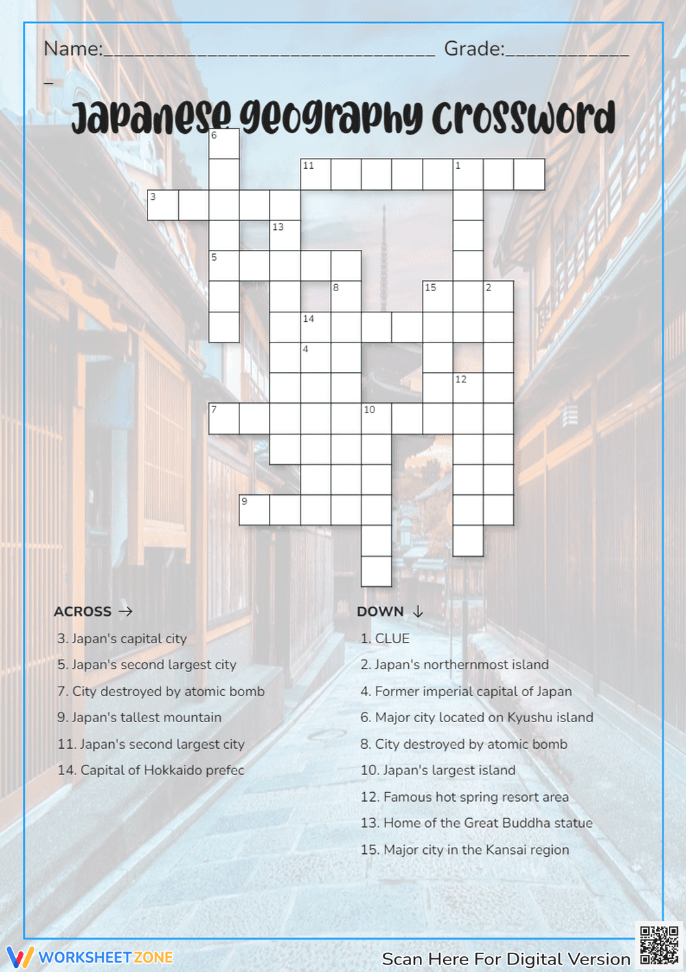 Japanese Geography Crossword - Page 1